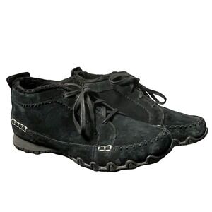 Y2K Skechers Black Suede Lace Up Ankle Boots Faux Fur‎ Lined Comfort Shoes